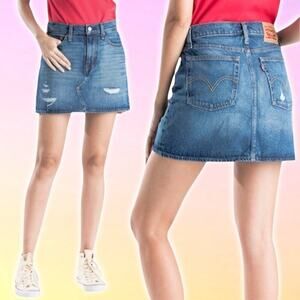 LEVI'S Women's Deconstructed Denim Mini Skirt Sz 30 Blue